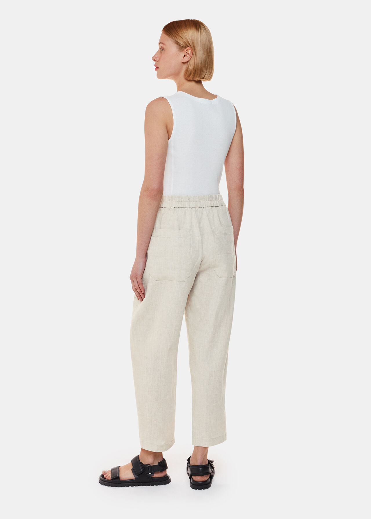 Linen Barrel Leg Trouser